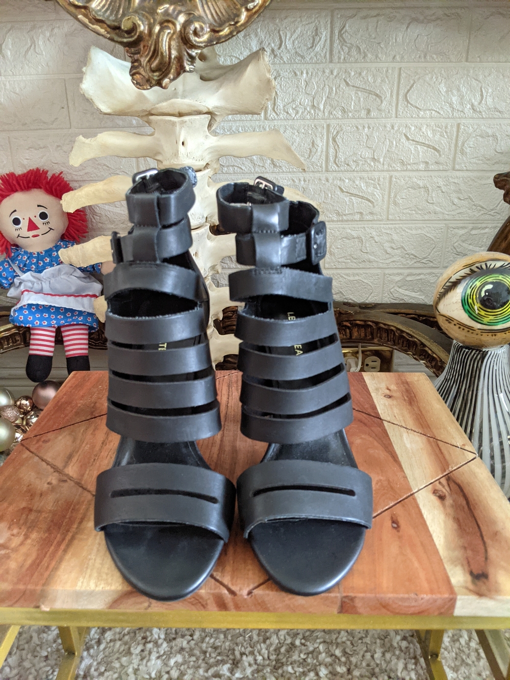 Le Chateau Black Strappy Gladiator Heeled Sandals